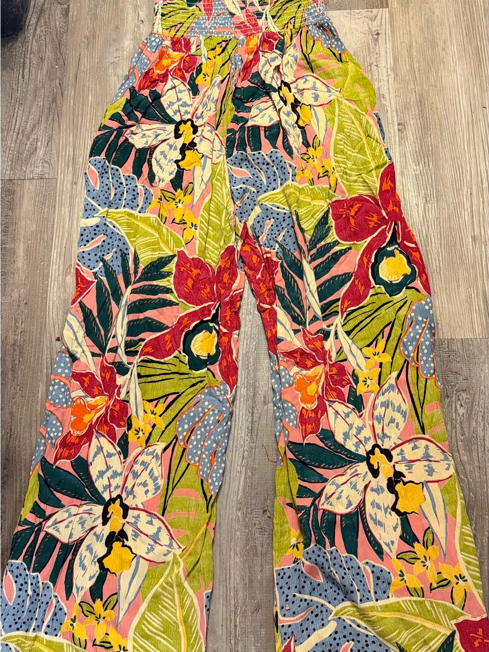 Angie Tropical Floral Wide Leg Jumpsuit Sleeveless Boho Resort Wear-Small - Picture 6 of 9